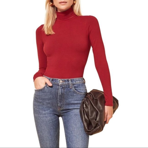 Reformation Jeans Crimson Turtleneck Bodysuit - Picture 2 of 6